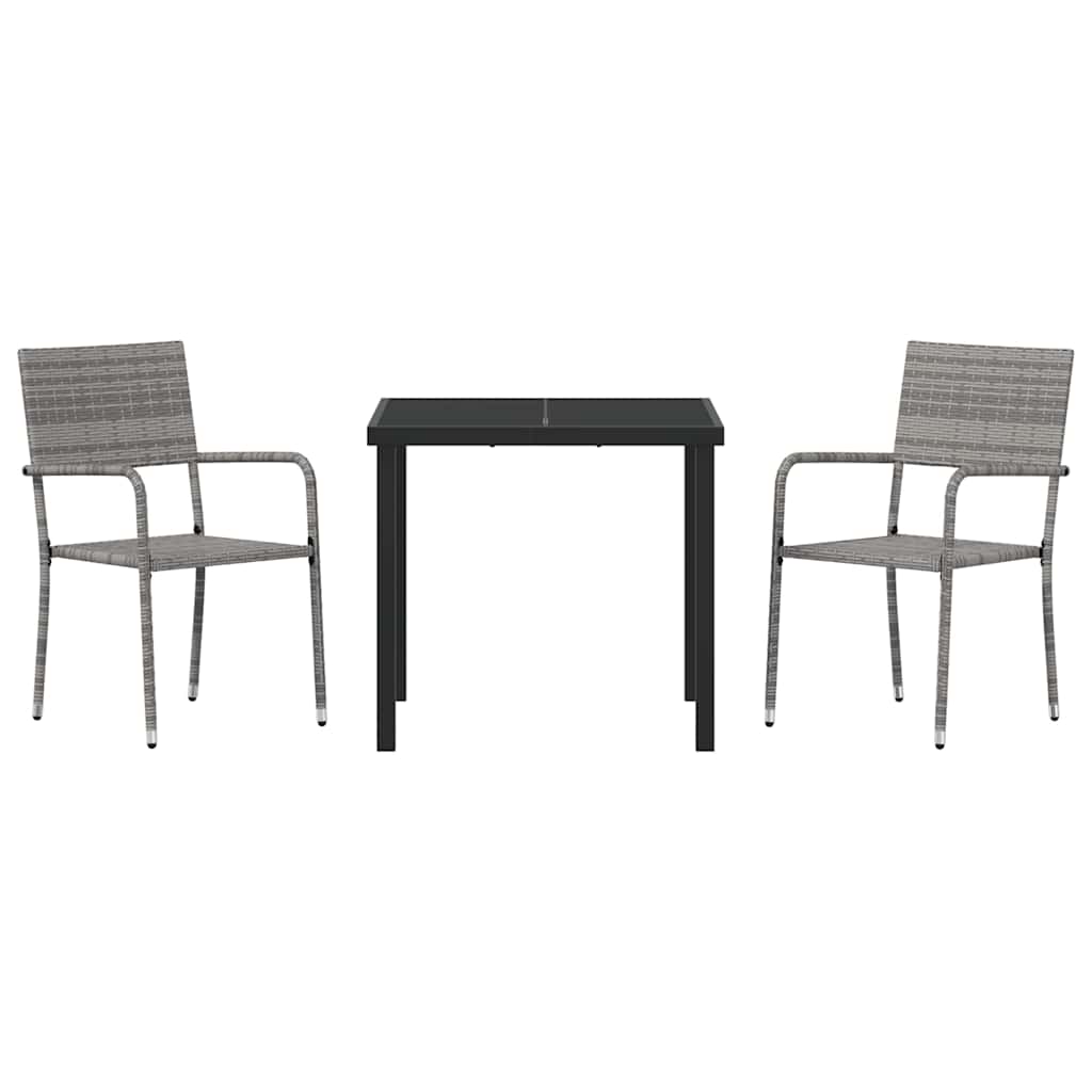 Conjunto de Comedor de Jardín 3 pcs Gris ratán sintético