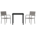 Conjunto de Comedor de Jardín 3 pcs Gris ratán sintético