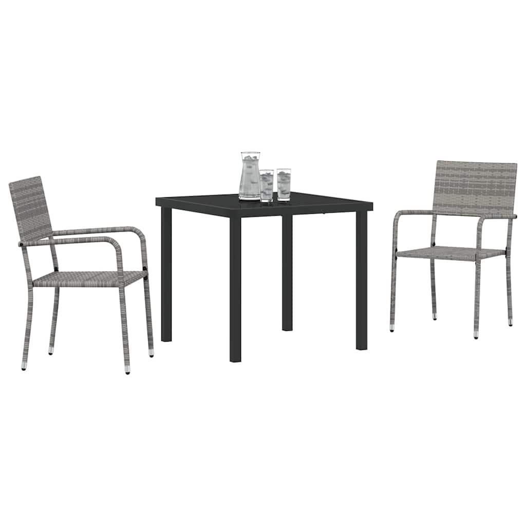 Conjunto de Comedor de Jardín 3 pcs Gris ratán sintético