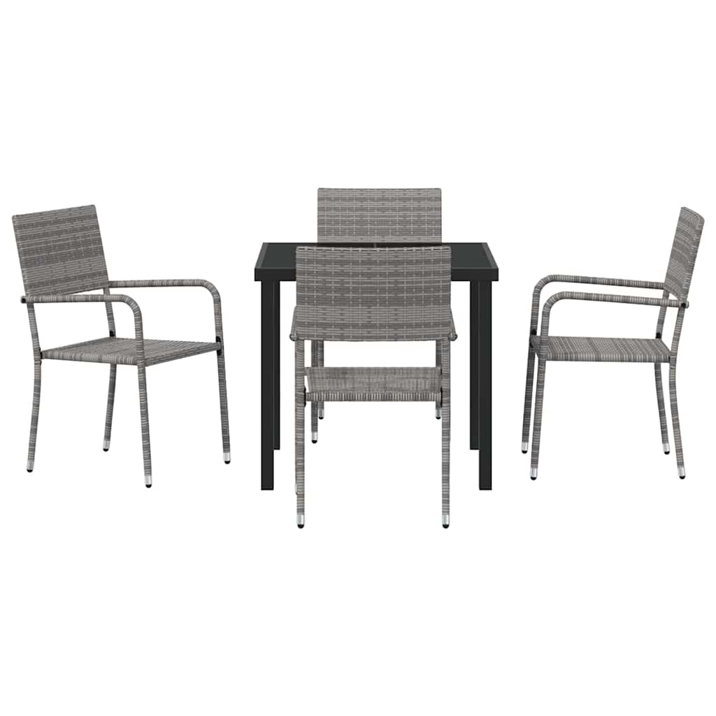 Conjunto de Comedor de Jardín 5 pcs Gris ratán sintético