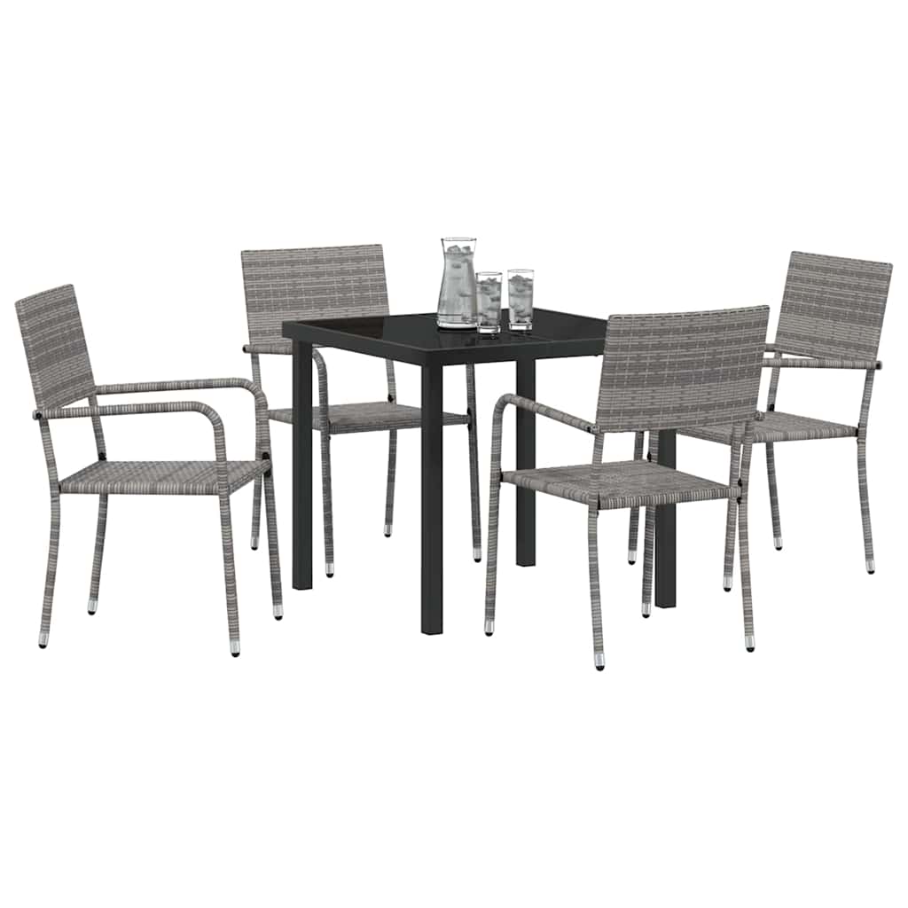 Conjunto de Comedor de Jardín 5 pcs Gris ratán sintético