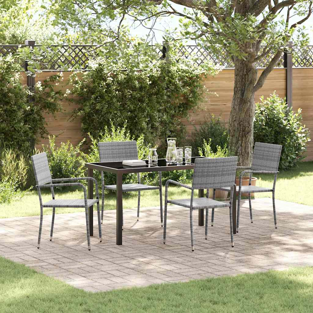 Conjunto de Comedor de Jardín 5 pcs Gris ratán sintético