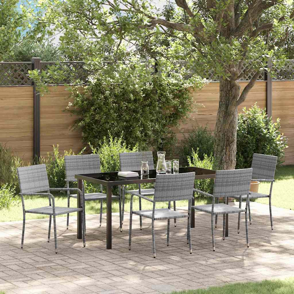 Conjunto de Comedor de Jardín 7 pcs Gris ratán sintético