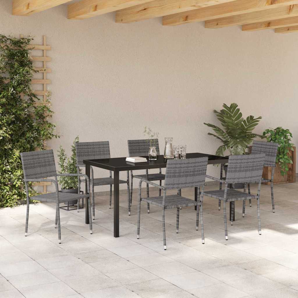 Conjunto de Comedor de Jardín 7 pcs Gris ratán sintético