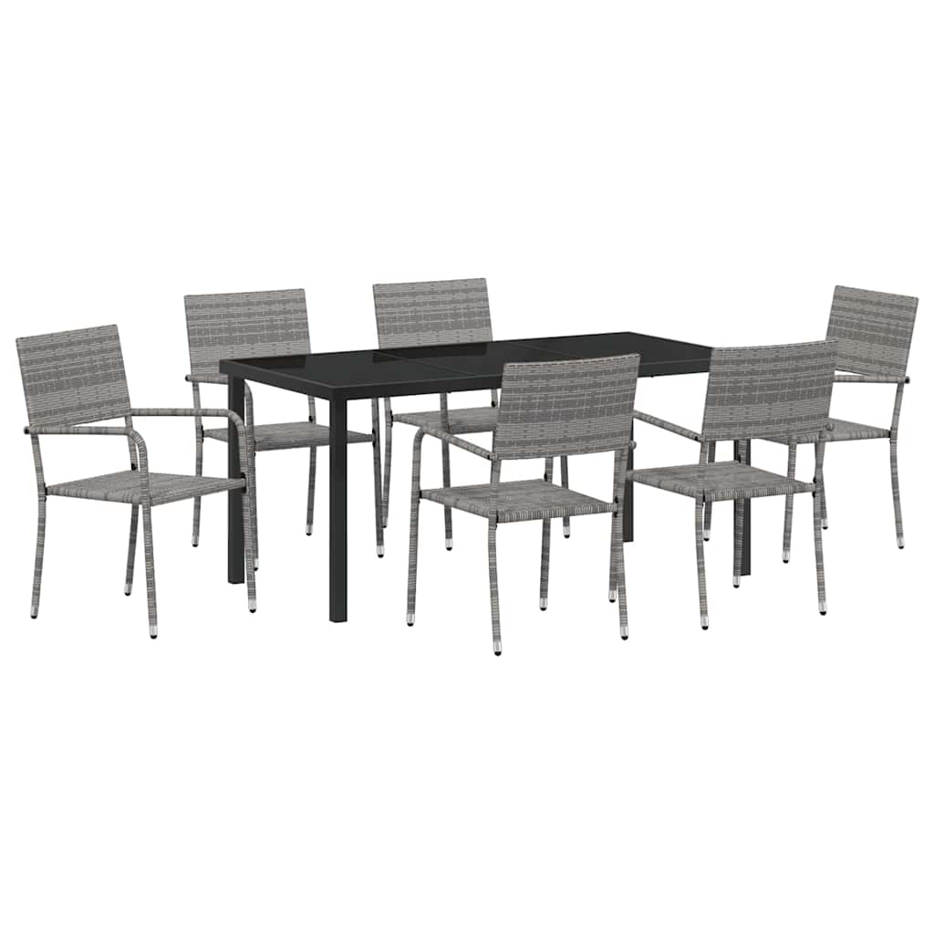 Conjunto de Comedor de Jardín 7 pcs Gris ratán sintético