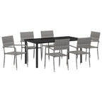 Conjunto de Comedor de Jardín 7 pcs Gris ratán sintético