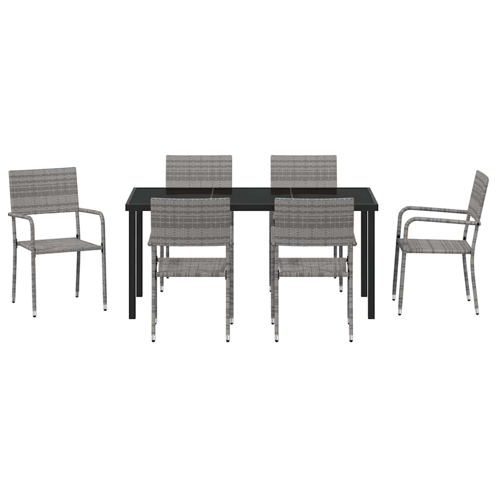 Conjunto de Comedor de Jardín 7 pcs Gris ratán sintético