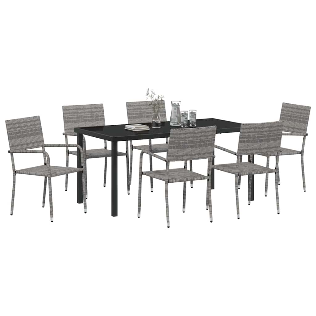 Conjunto de Comedor de Jardín 7 pcs Gris ratán sintético