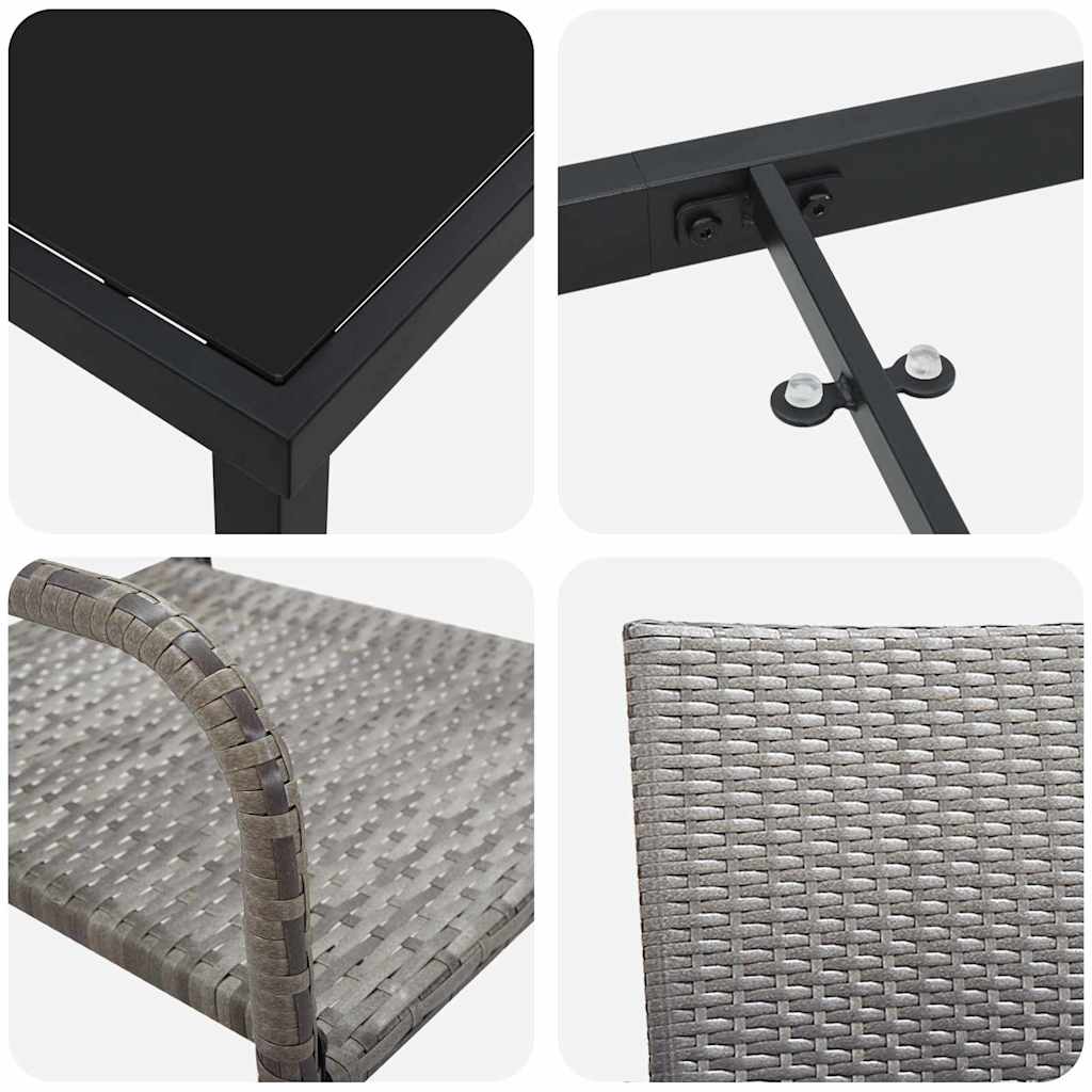 Conjunto de Comedor de Jardín 9 pcs Gris ratán sintético