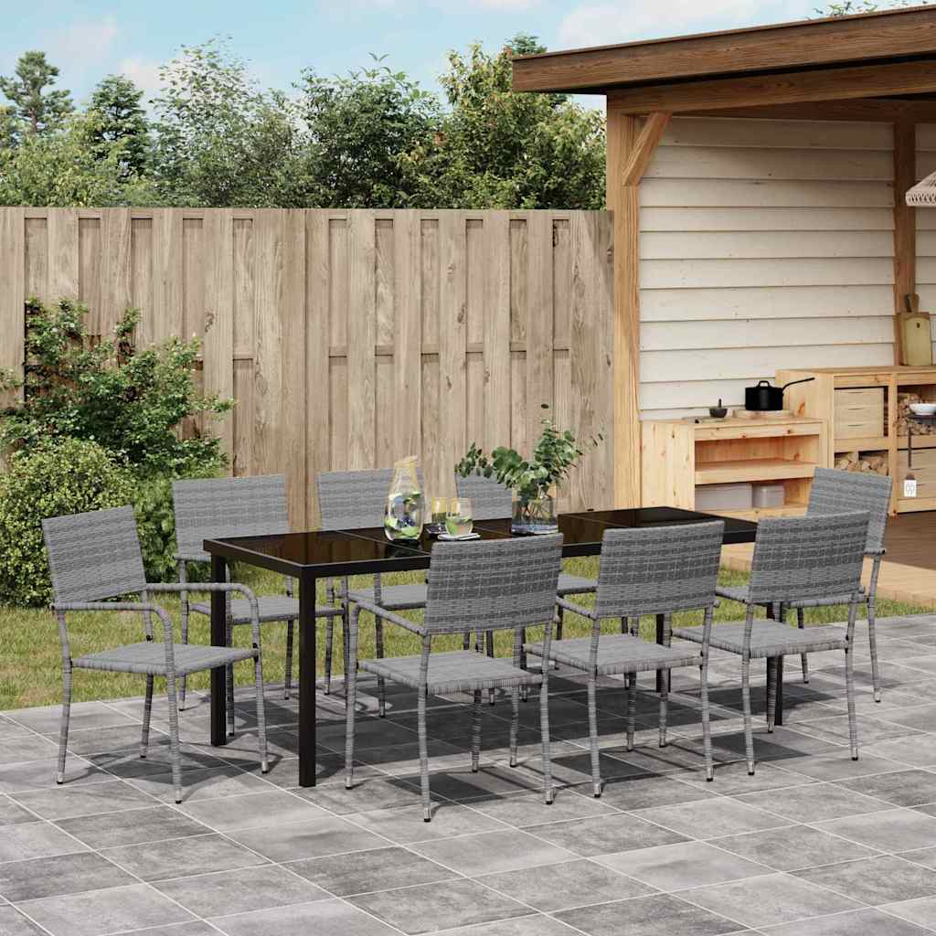 Conjunto de Comedor de Jardín 9 pcs Gris ratán sintético