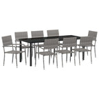Conjunto de Comedor de Jardín 9 pcs Gris ratán sintético