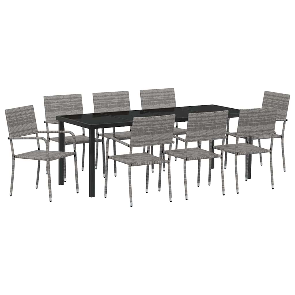 Conjunto de Comedor de Jardín 9 pcs Gris ratán sintético