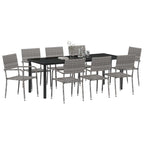 Conjunto de Comedor de Jardín 9 pcs Gris ratán sintético
