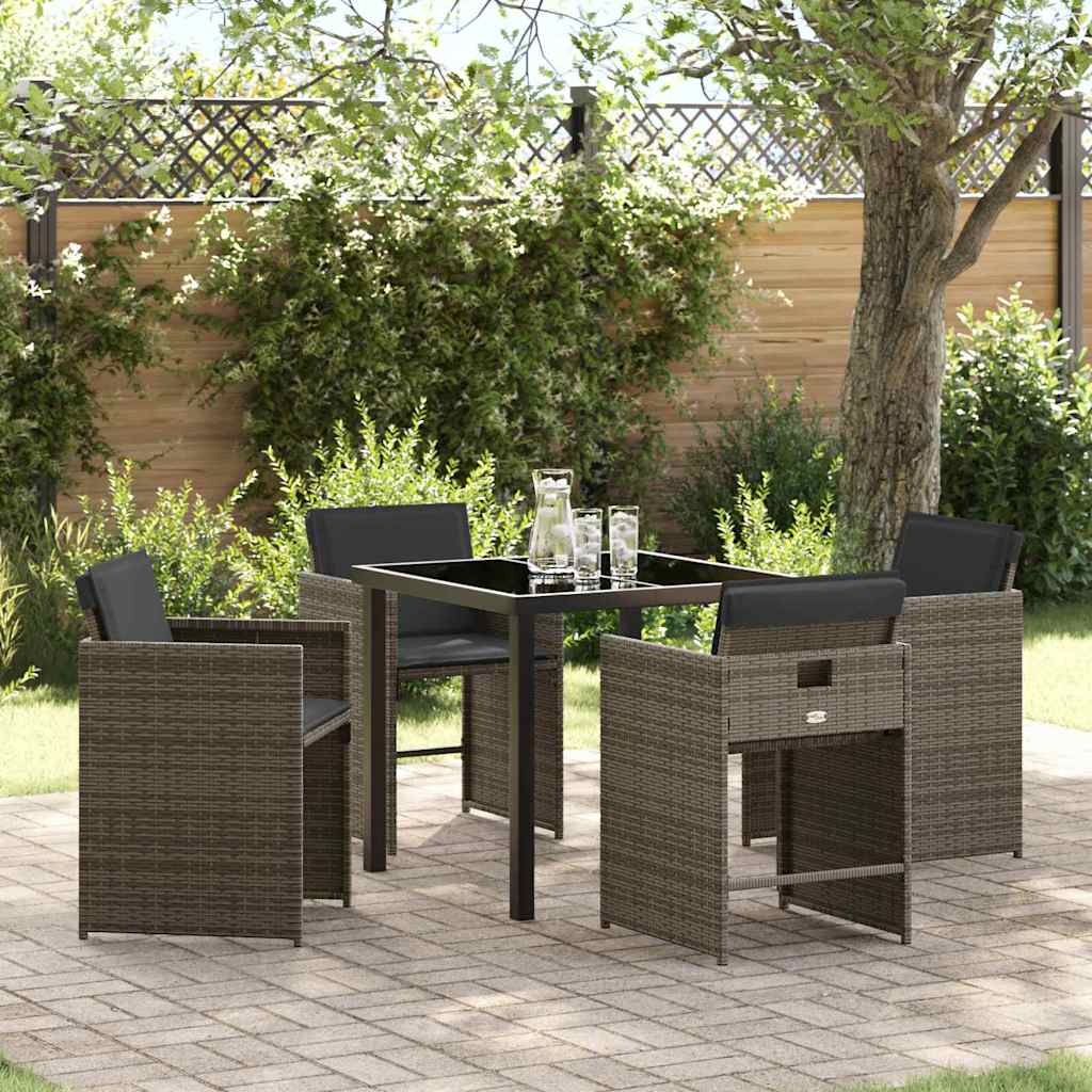 Conjunto de Refeição de Jardim 5 pçs Bege Vime PE