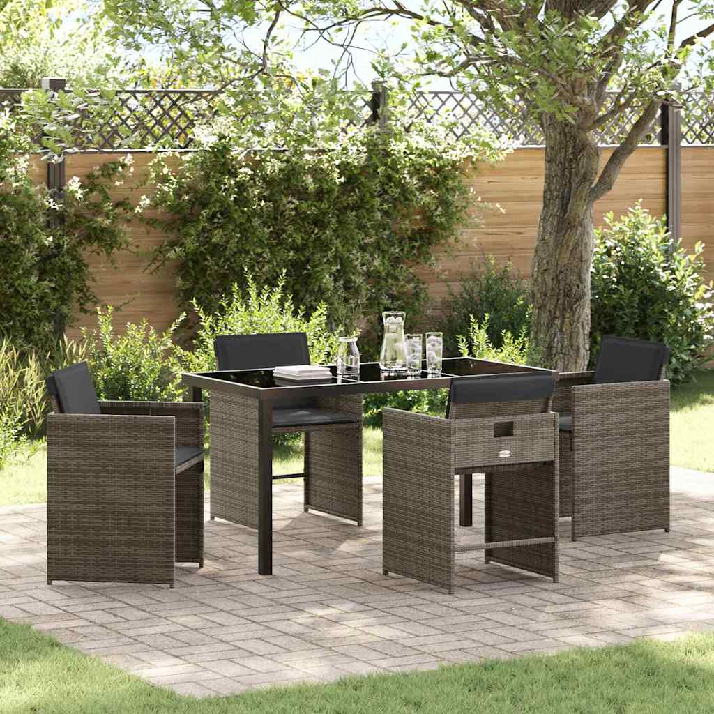 Conjunto de Refeição de Jardim 5 pçs Bege Vime PE