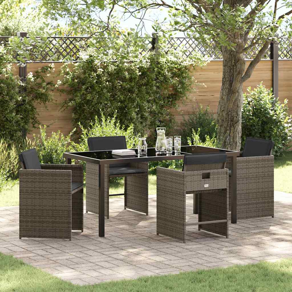 Conjunto de Refeição de Jardim 5 pçs Bege Vime PE
