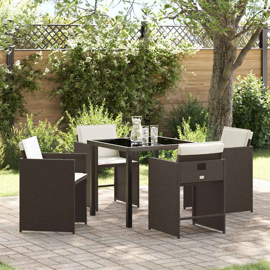 Conjunto de Refeição de Jardim 5 pçs Bege Vime PE