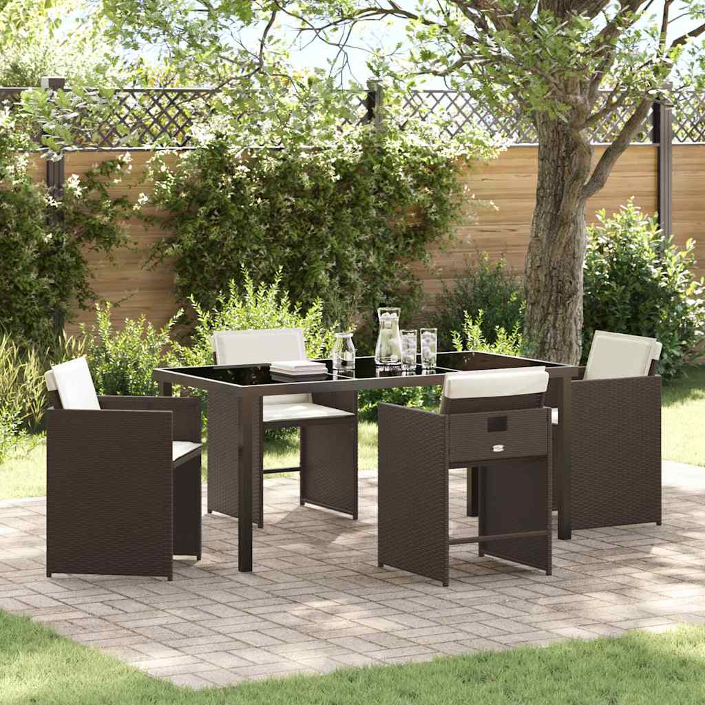 Conjunto de Refeição de Jardim 5 pçs Bege Vime PE
