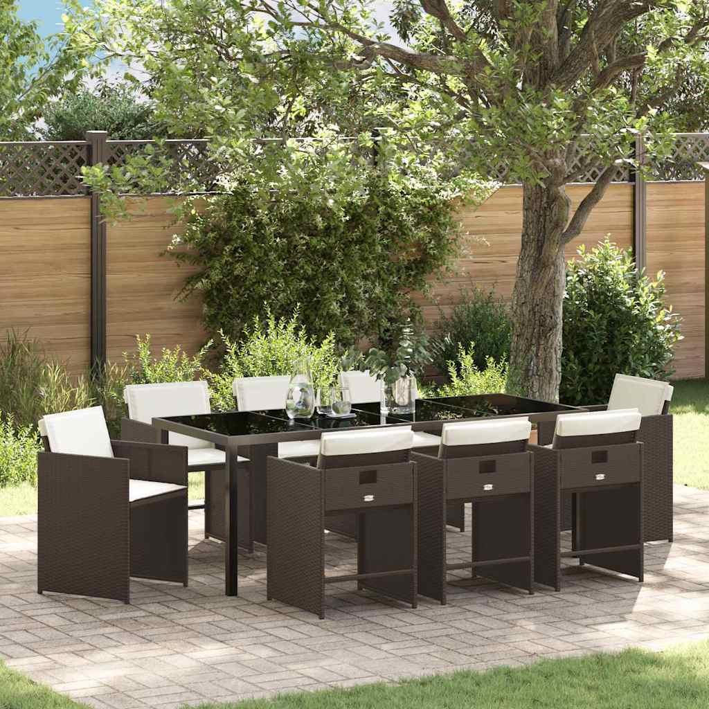 Conjunto de Refeição de Jardim 5 pçs Bege Vime PE