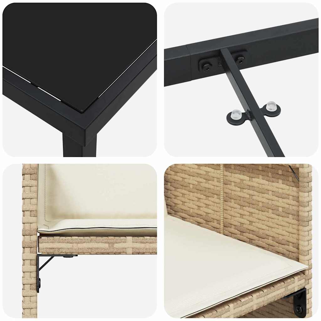 Conjunto de Comedor de Jardín 5 pcs Beige ratán sintético