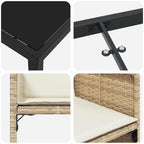 Conjunto de Comedor de Jardín 5 pcs Beige ratán sintético