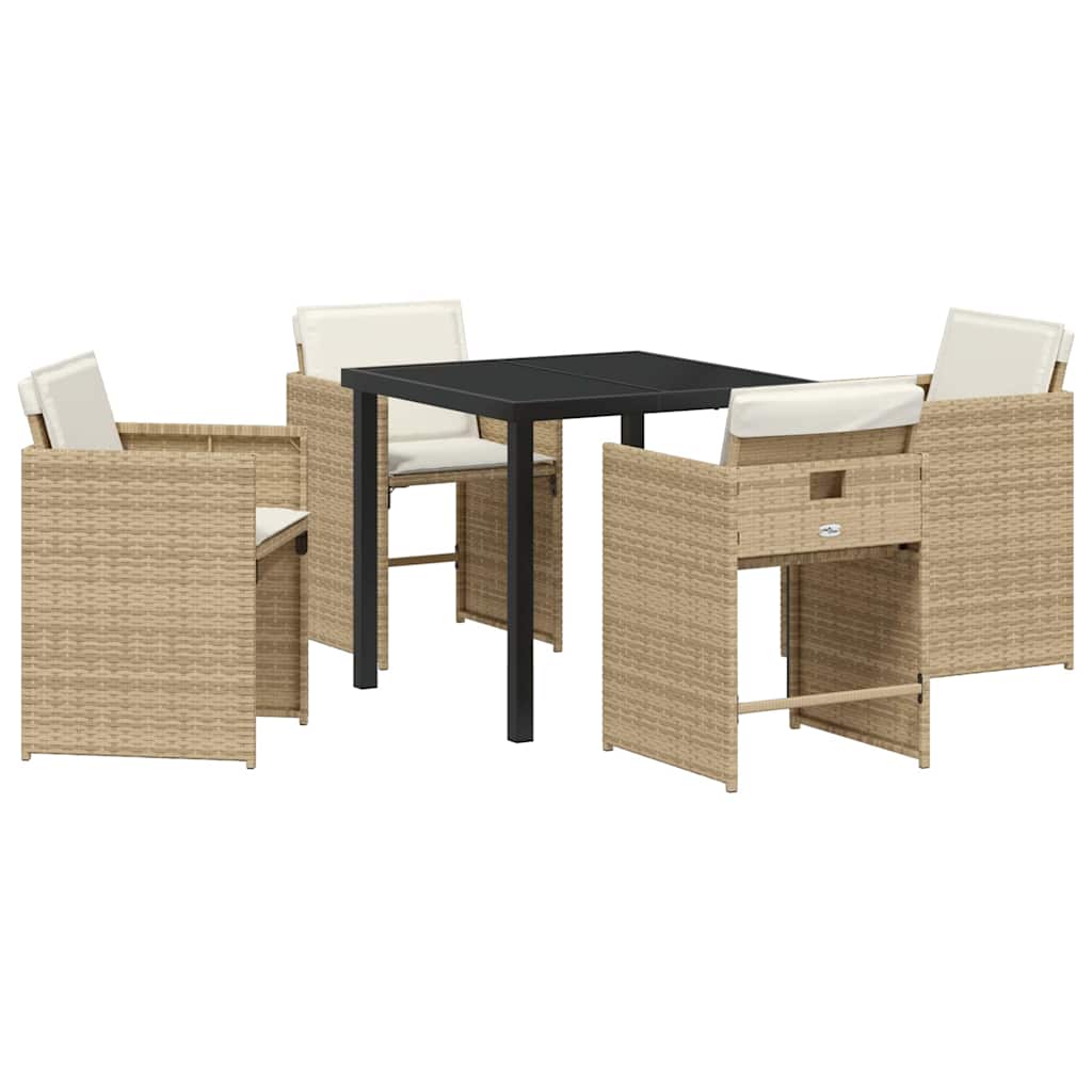 Conjunto de Comedor de Jardín 5 pcs Beige ratán sintético