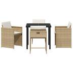 Conjunto de Comedor de Jardín 5 pcs Beige ratán sintético