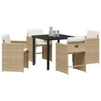 Conjunto de Comedor de Jardín 5 pcs Beige ratán sintético