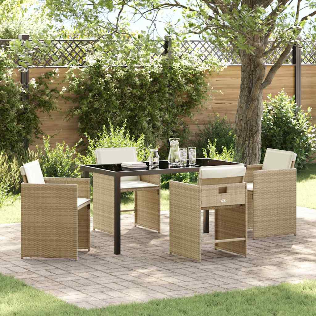Conjunto de Comedor de Jardín 5 pcs Beige ratán sintético