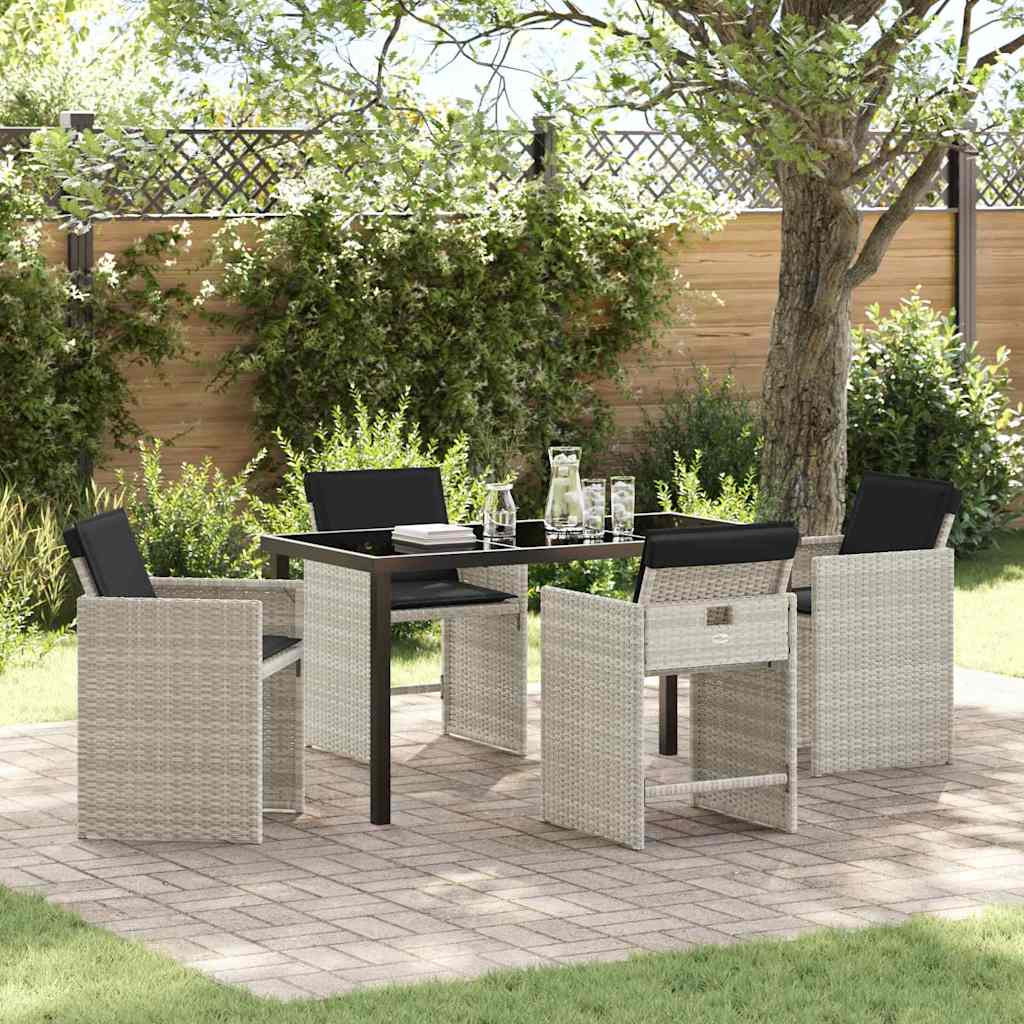 Conjunto de Refeição de Jardim 5 pçs Bege Vime PE