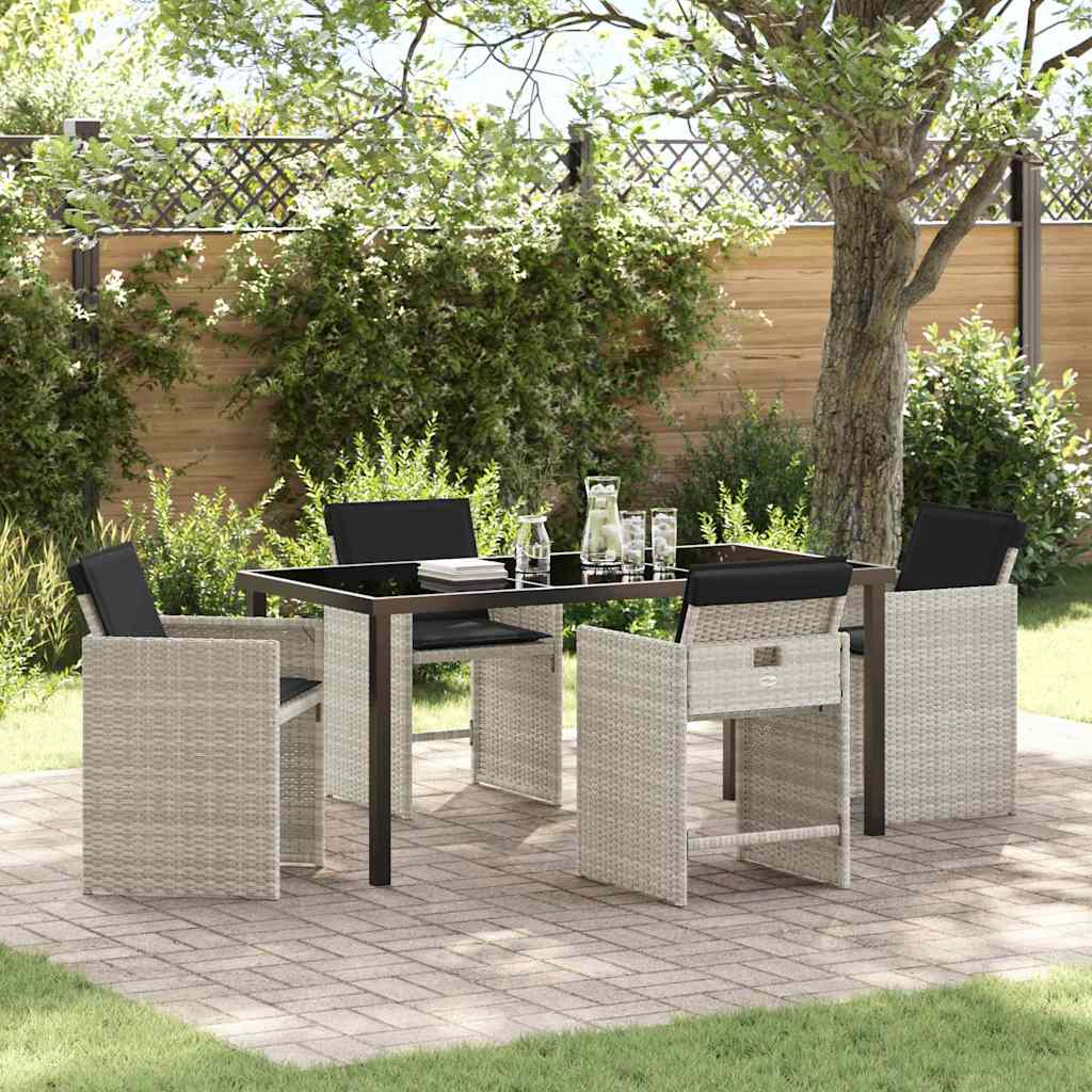 Conjunto de Refeição de Jardim 5 pçs Bege Vime PE