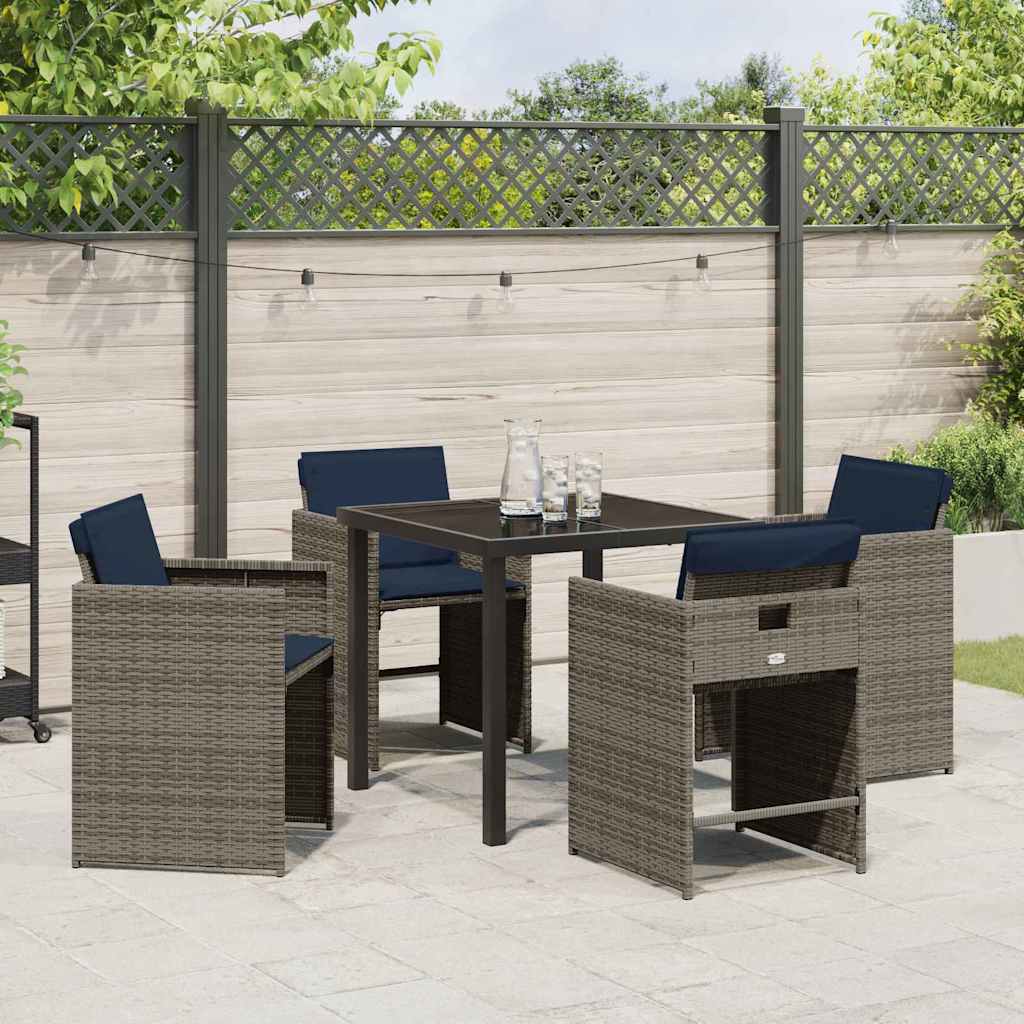 Conjunto de Comedor de Jardín 5 pcs Gris ratán sintético