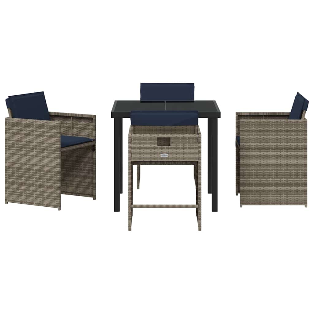 Conjunto de Comedor de Jardín 5 pcs Gris ratán sintético