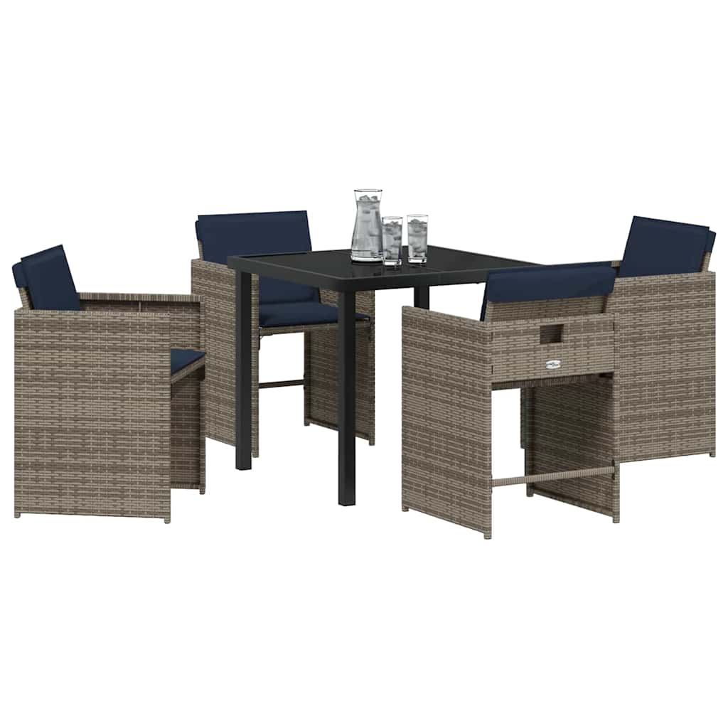 Conjunto de Comedor de Jardín 5 pcs Gris ratán sintético