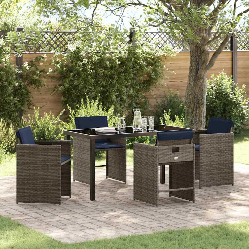 Conjunto de Comedor de Jardín 5 pcs Gris ratán sintético