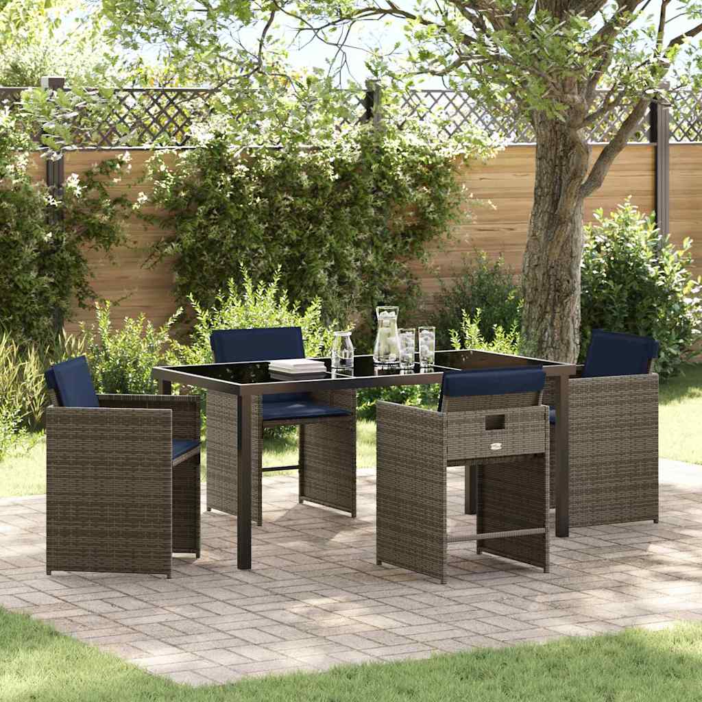 Conjunto de Comedor de Jardín 5 pcs Gris ratán sintético