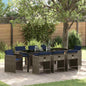 Conjunto de Comedor de Jardín 9 pcs Gris ratán sintético