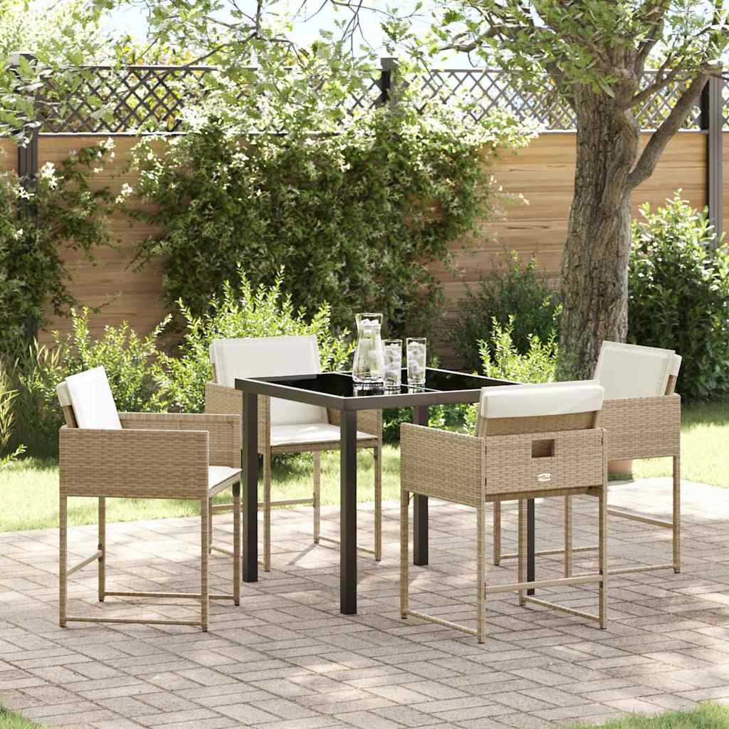 Conjunto de Comedor de Jardín 5 pcs Beige ratán sintético