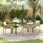 Conjunto de Comedor de Jardín 5 pcs Beige ratán sintético