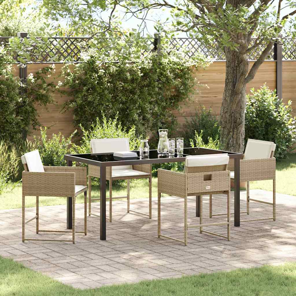 Conjunto de Comedor de Jardín 5 pcs Beige ratán sintético