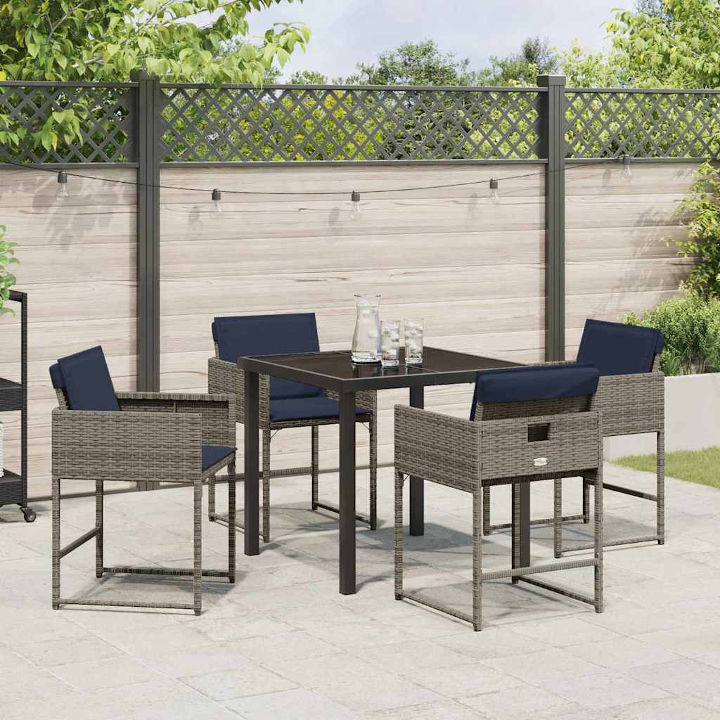 Conjunto de Comedor de Jardín 5 pcs Gris ratán sintético