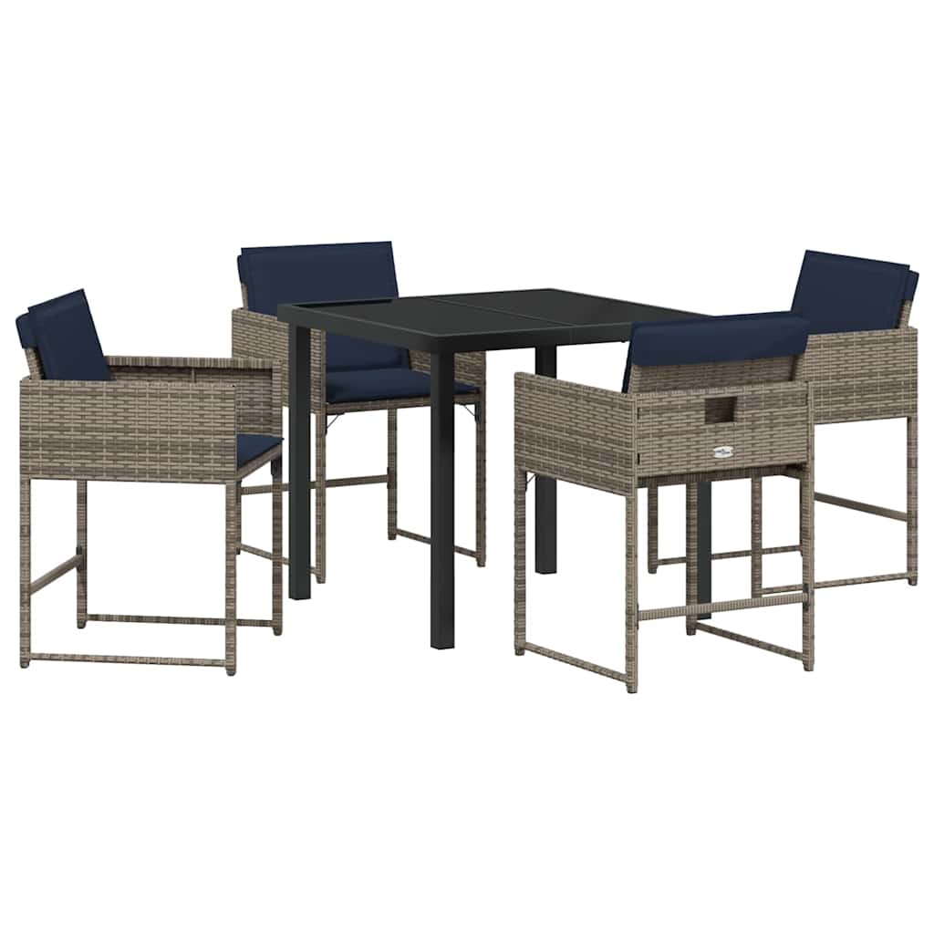 Conjunto de Comedor de Jardín 5 pcs Gris ratán sintético