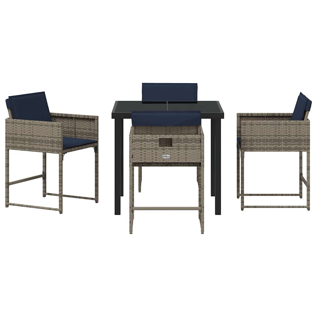 Conjunto de Comedor de Jardín 5 pcs Gris ratán sintético