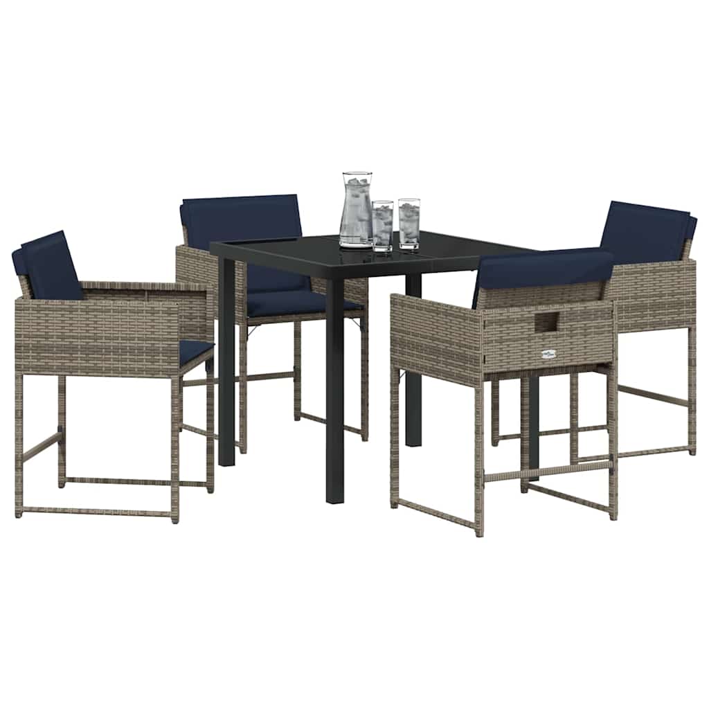 Conjunto de Comedor de Jardín 5 pcs Gris ratán sintético