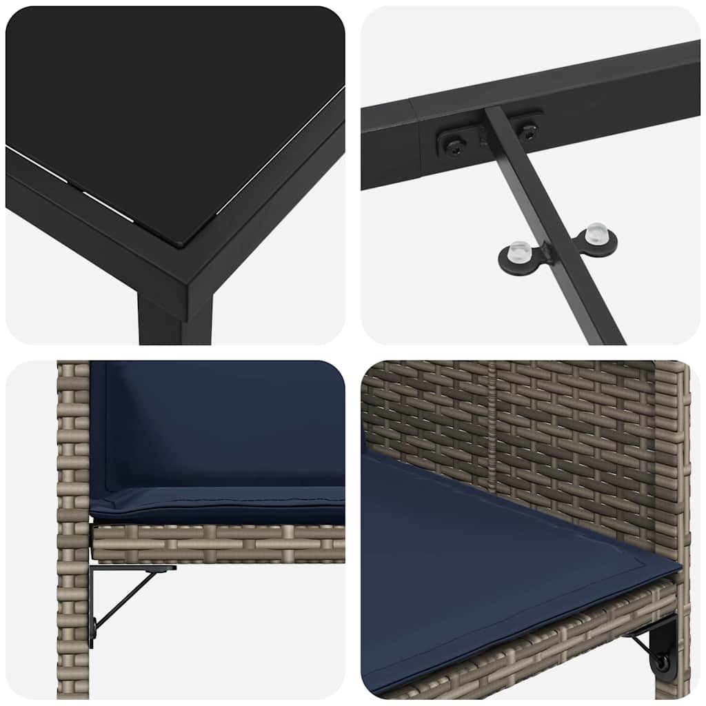 Conjunto de Comedor de Jardín 9 pcs Gris ratán sintético
