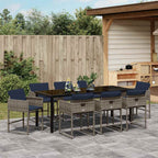 Conjunto de Comedor de Jardín 9 pcs Gris ratán sintético