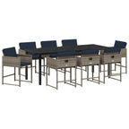 Conjunto de Comedor de Jardín 9 pcs Gris ratán sintético