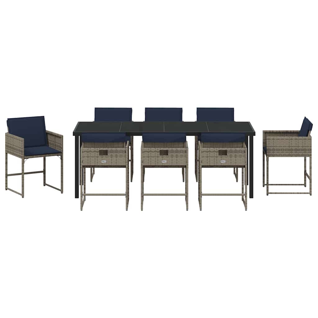 Conjunto de Comedor de Jardín 9 pcs Gris ratán sintético