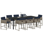 Conjunto de Comedor de Jardín 9 pcs Gris ratán sintético