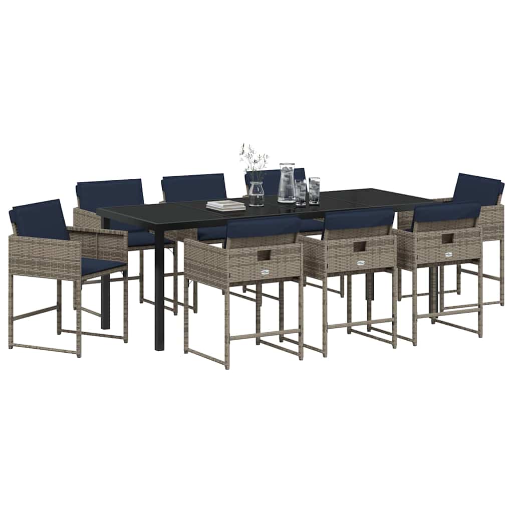Conjunto de Comedor de Jardín 9 pcs Gris ratán sintético